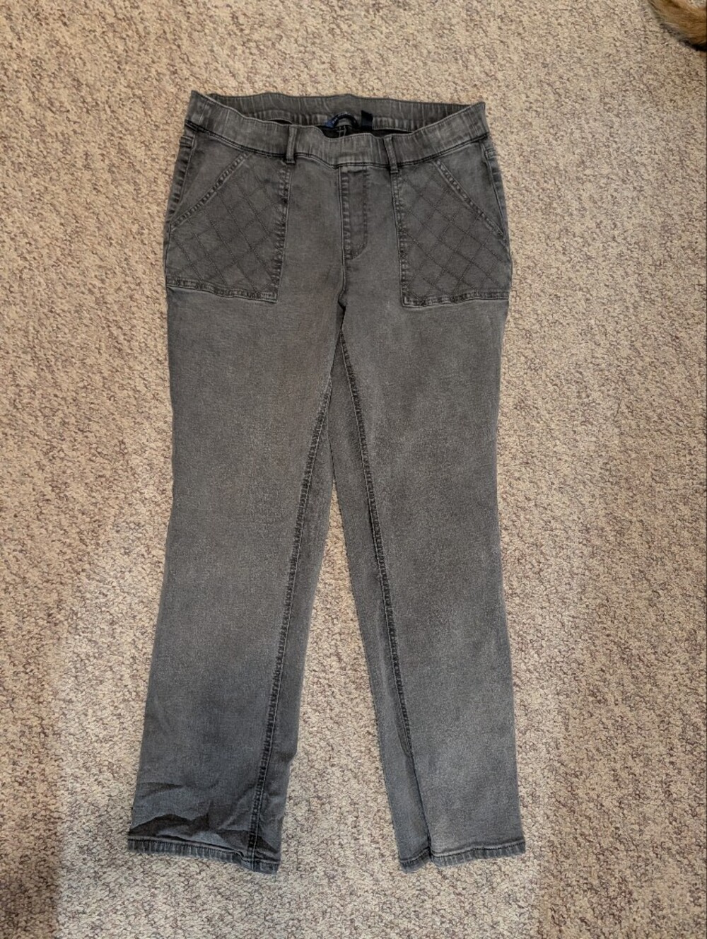 Women’s Dark Gray Quilted Pocket Jeans Isaac Mizrahi Live!